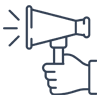 Hand holding bullhorn icon