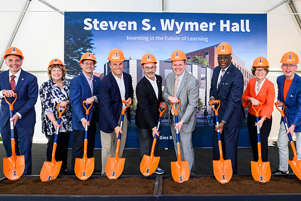 Donors at Wymer Hall Groundbreaking with Shovels and Hard Hats